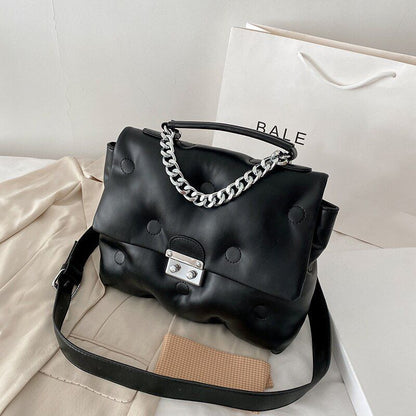 Retro Women's Shoulder Padded Bag Luxury Handbags Shopper Square Bags Polyester