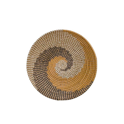 Hand Woven Wicker Rattan Wall Basket Decor for Home Boho Flat Design Rustic