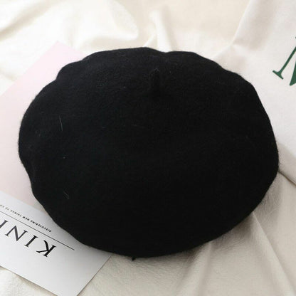 Women Beret Cap Winter Warm Wool Hat Fashion Elegant Plain Hiking Thermal 1 PC
