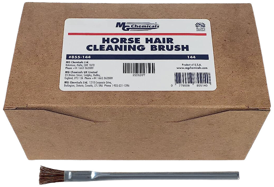 MG Chemicals Box of 144 Horse Hair Cleaning Brushes, 6" Tin Handle, 3/4" Trim L
