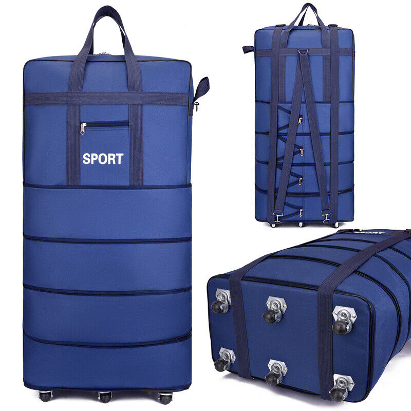 Large Capacity Foldable Luggage Trolley Bags Oxford Expendable Wheel Travel Bags