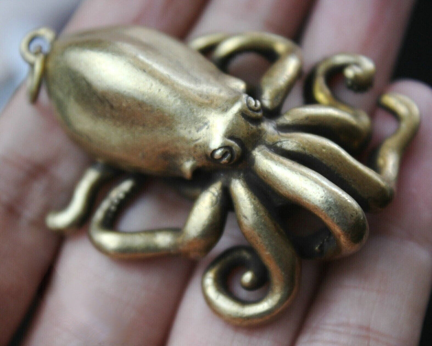 Brass Octopus Small Statue Tea Pet Home Ornaments Animal Figurines Gift