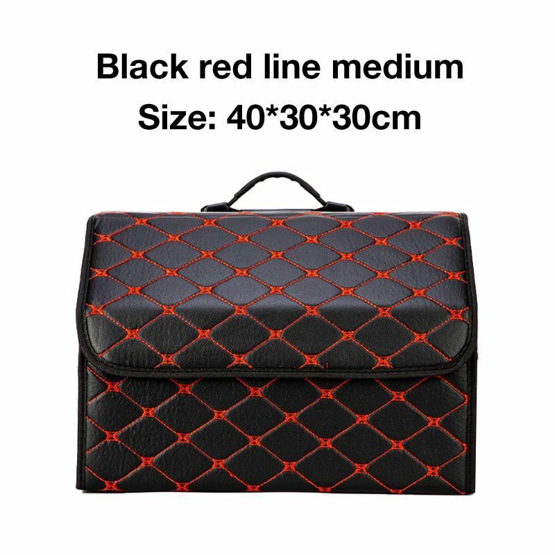 Car Trunk Storage Organizer Bag PU Leather Box Folding Stowing Tidying SUV Broad