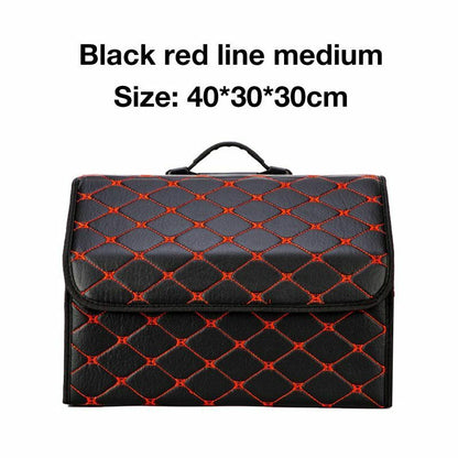 Car Trunk Storage Organizer Bag PU Leather Box Folding Stowing Tidying SUV Broad