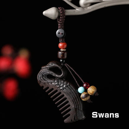 Creative Mini Ebony Mini Comb Pendant Convenient Sandalwood Small Comb Key Chain