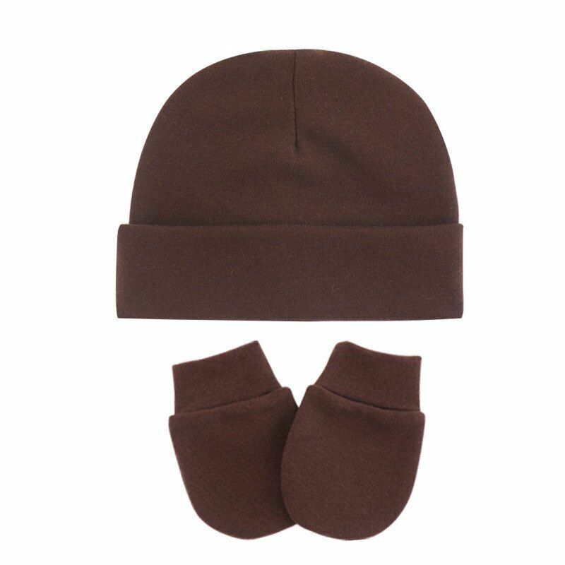 Hats Gloves 3pcs/Lot Solid Childrens Cotton Baby Winter Warm Cap Toddler Beanie