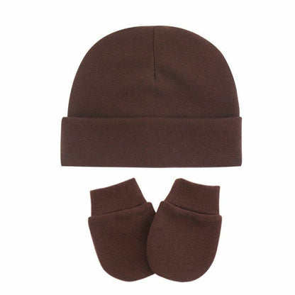 Hats Gloves 3pcs/Lot Solid Childrens Cotton Baby Winter Warm Cap Toddler Beanie