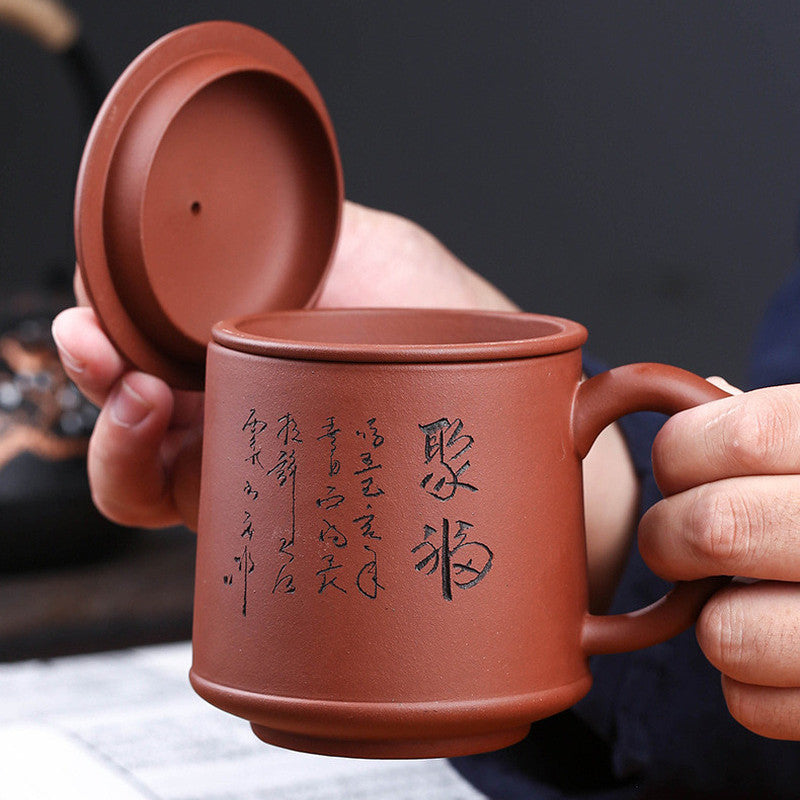 450ml Chinese Yixing Purple Sand Filter Tea Cup Home Office Mug Kung Fu Tea Set