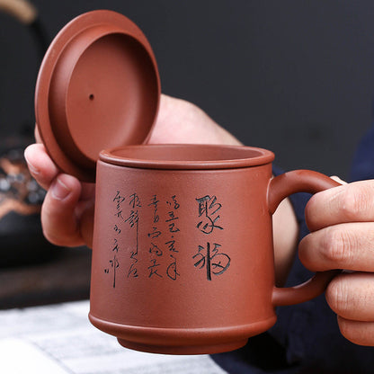 450ml Chinese Yixing Purple Sand Filter Tea Cup Home Office Mug Kung Fu Tea Set