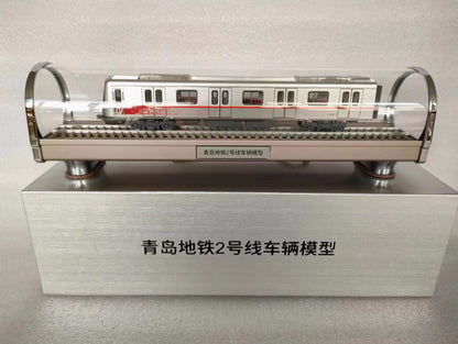 1:68 40CM Qingdao Metro Line 2 Subway Train Passenger Car Diecast Model