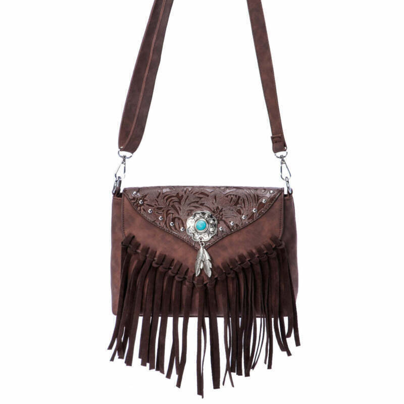 Celela Turquoise Fringe Studded Women Crossbody shoulder Bags Handbag Purse GU