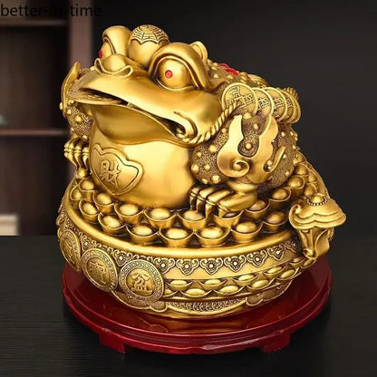 Feng Shui Copper Golden Toad Ornaments Treasure Bowl Three-legged Crafts