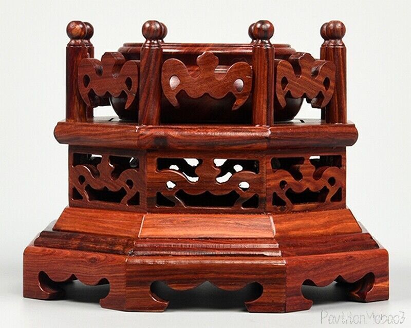 Rosewood Crystal Ball Sphere Globe Display Stand Rack Base Holder Decor