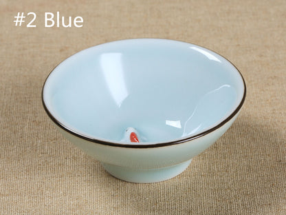 One Cup Ceramic Porcelain Tea Cup Made in China Fish Lotus Design Handmade Cups