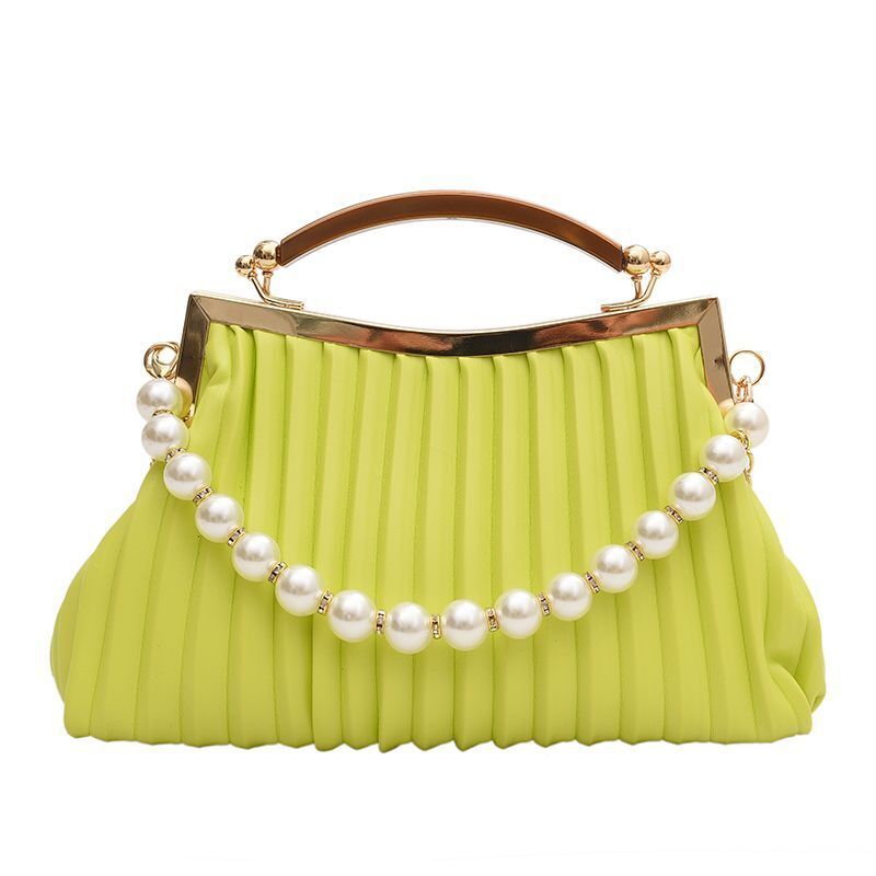 Leather Shoulder Bag Pearl Chain Handbag Crossbody Bags Chain Purse 26*9*15 CM