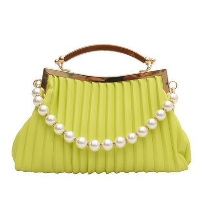 Leather Shoulder Bag Pearl Chain Handbag Crossbody Bags Chain Purse 26*9*15 CM