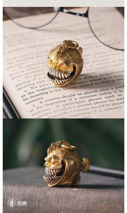 Original Piranha Bell Pendant Fun Metal Keychain Bag Charm Keyring Decor
