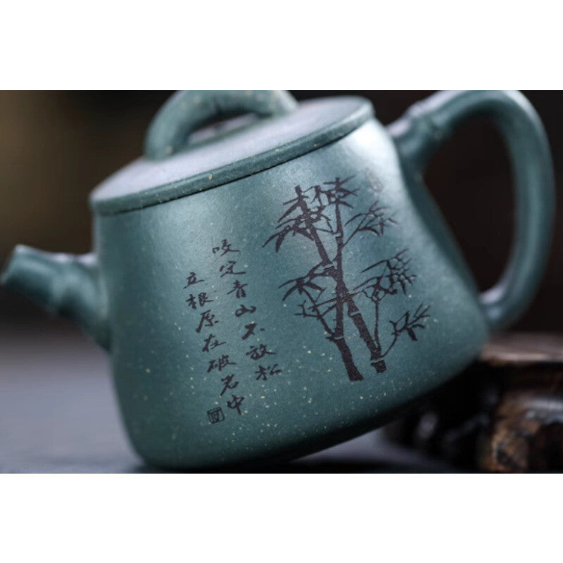 4.7" Chinese Yixing Zisha Pottery Black Zhu Clay 200CC Plum Blossom Teapot