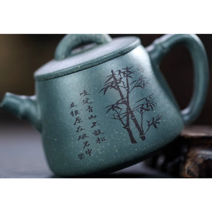 4.7" Chinese Yixing Zisha Pottery Black Zhu Clay 200CC Plum Blossom Teapot