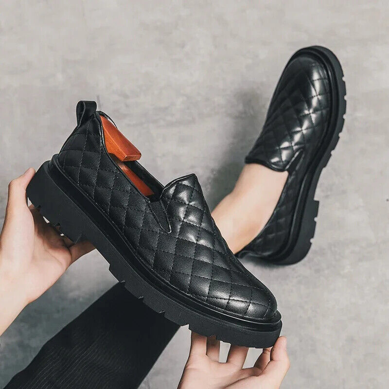 Loafers Shoes Men Black Breathable Height Increasing Men Shoes