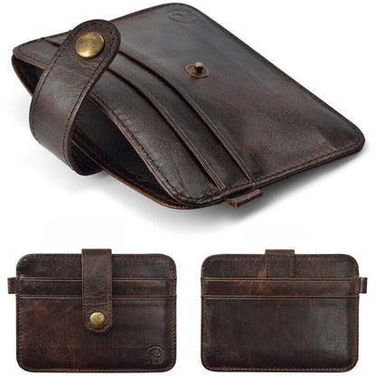 Genuine Leather Thin Wallet Credit Card Holder Key Holder Bag Cash Purse Cotton