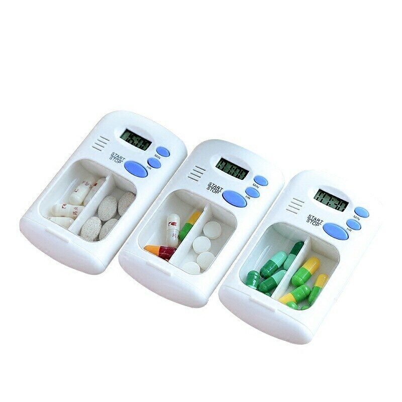 Mini Handy Pill Reminder Drug Box 2Grid One-day Timing Medicine Cases Timer Box