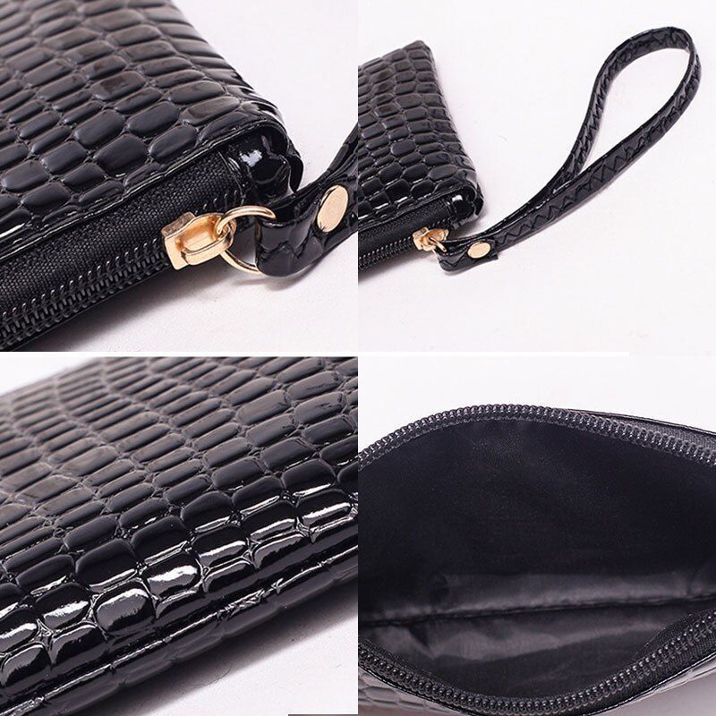 Synthetic Leather Wallet Clutch Bag Wrist Strap Handbag Cash Holder 19*11*1.5 Cm