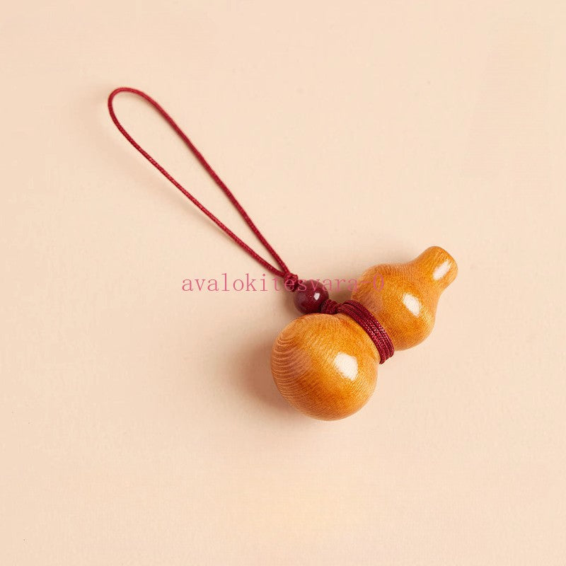 1PC Peach Wood Amulet Hulu Cinnabar Amulet Pendant for Safety