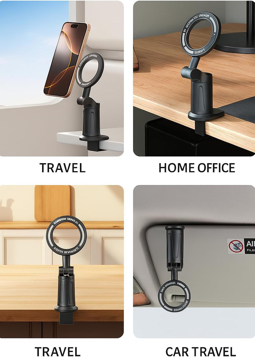 Universal 360° Magnetic Airplane Phone Holder Mount – Strong Clamp, Compatible w