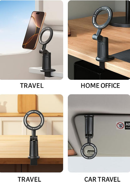 Universal 360° Magnetic Airplane Phone Holder Mount – Strong Clamp, Compatible w