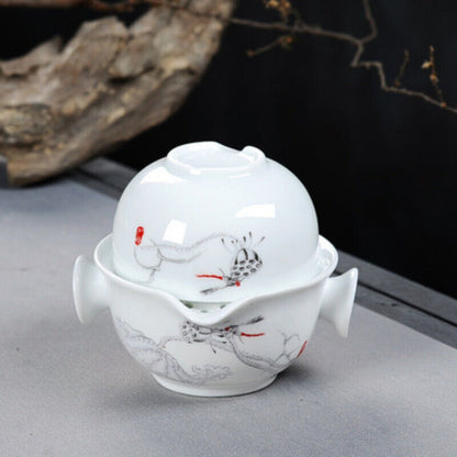 Ceramics Tea Set Include 1 Pot 1 Cup Porcelain Gaiwan Teapot Kung Fu Travel Set