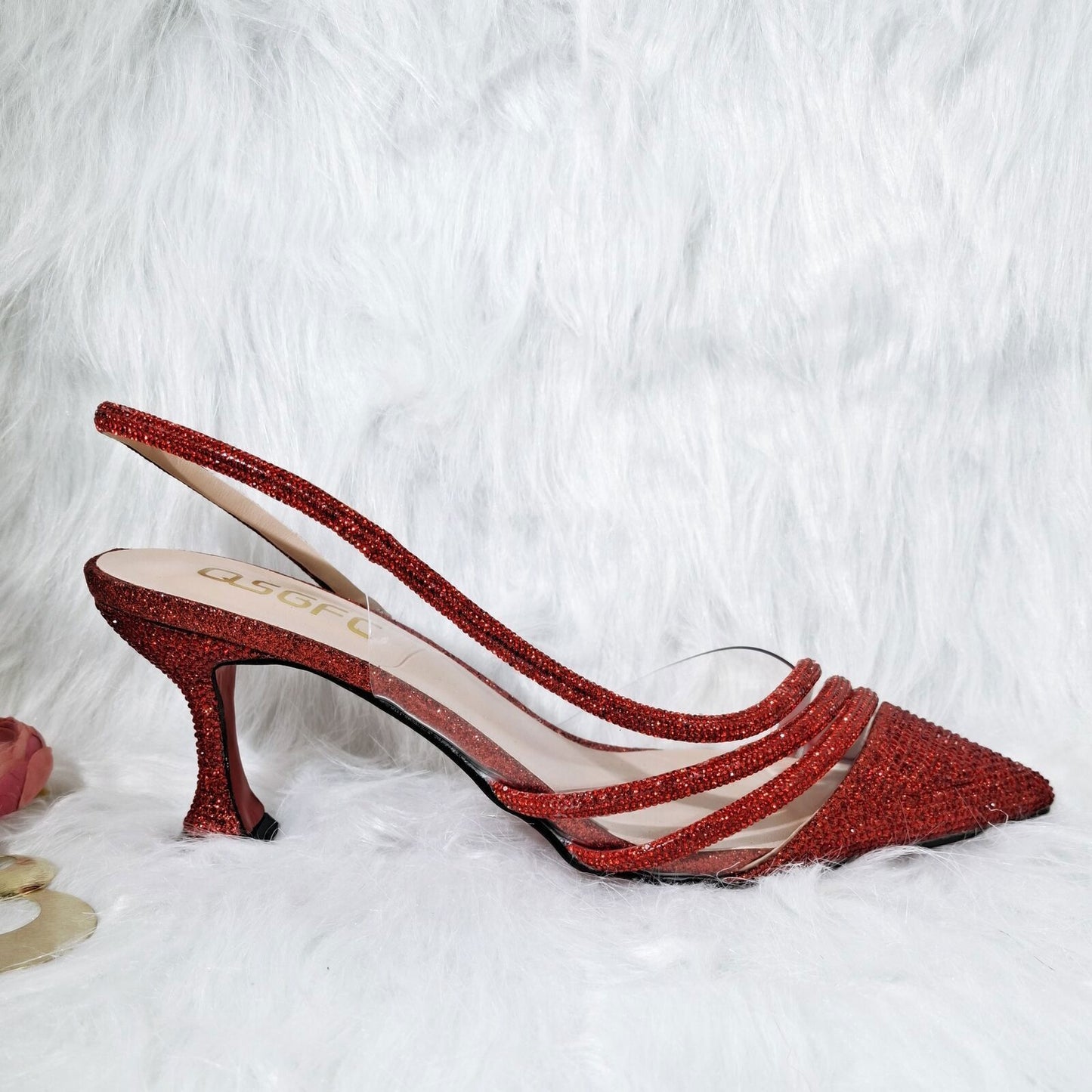 Gold Comfortable Pointed Toe Noble Ladies Shoes Bag Wedding A Pair Of Shoes