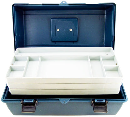 3 Tray Storage Box, Jumbo Size: 17" x 8" x 8¾", Blue Color