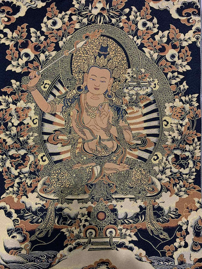 36" Tibet Tibetan Cloth Silk Buddhism Manjusri Bodhisattva Tangka Thangka Mural