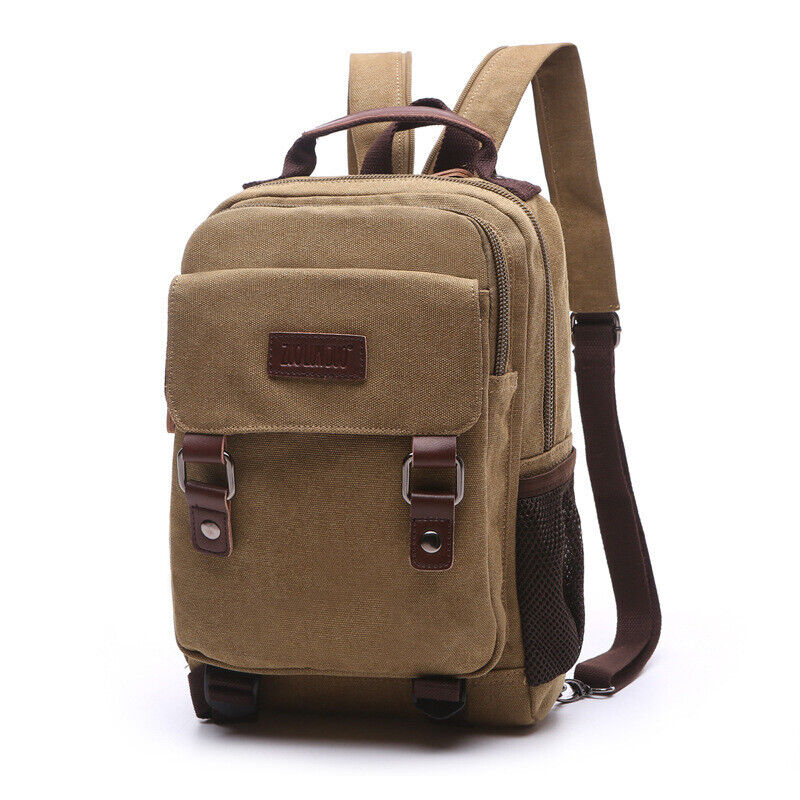 Convertible Canvas Small Mini Backpack Rucksack Chest Pack Sling Bag Travel