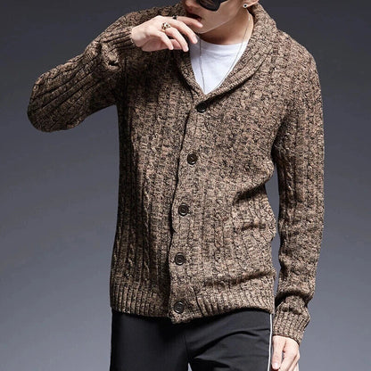 Men Knit Cardigan Sweater Coat Knitwear Thick Tops Streetwear