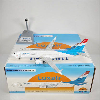 1:200 Inflight Luxair BOEING B737MAX8 Passenger Airplane Diecast Aircraft Model
