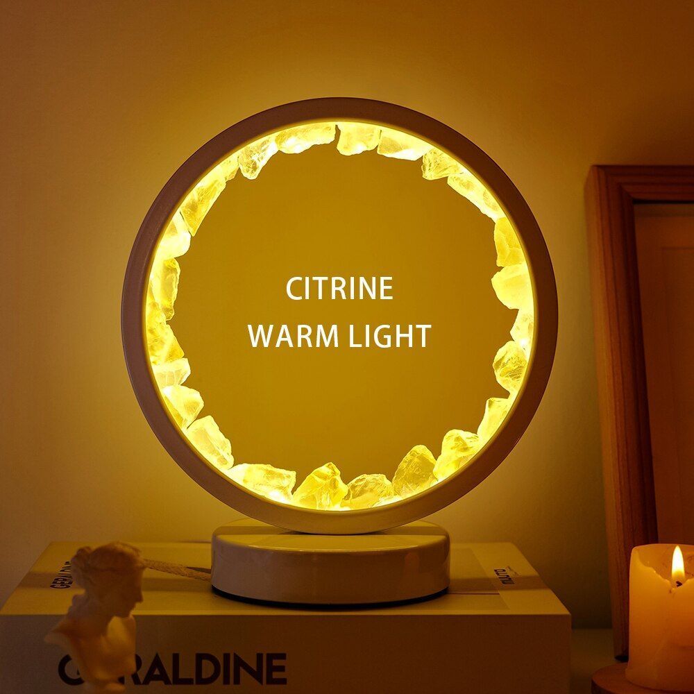 Bedside Lamps LED Rechargeable Natural Quartz Amethyst Cluster Desk Night Lights