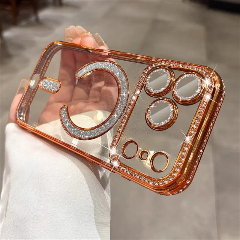 Luxury Glitter Magnetic Clear Case for iPhone 17/16/15/14 Pro Max Plus 7 color