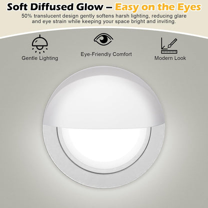 4-Pack Stick-On Half Shades for Recessed Ceiling Lights – Glare Blocker & Light