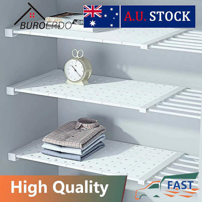 Expandable Tension Shelf Adjustable Rack Hanger Rod Kitchen Organiser Separator