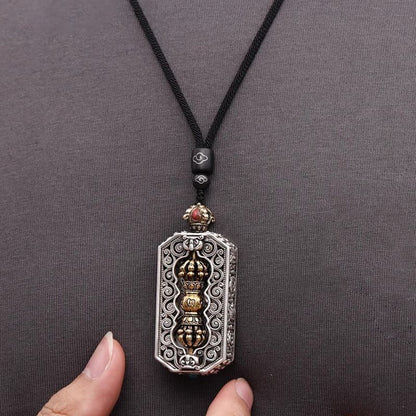 Vintage Vajra Pendant Tibetan Amulet Six Word Mantra Square Charm Buddhist