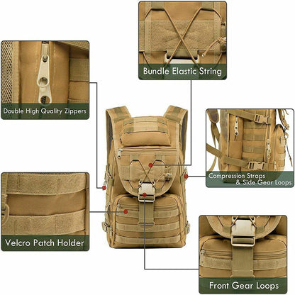 Tactical Backpack Molle Bag 35L Laptop Rucksack Survival Travelling Camping Gear