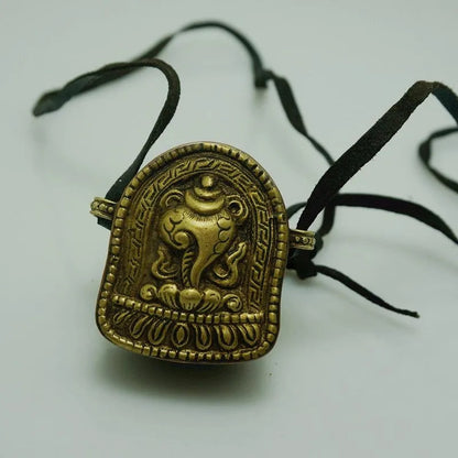 Tibetan Nepal Brass Ghau Box Pendant Conch Vase Design Stupa Necklace Statue