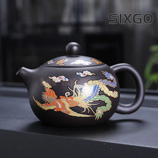 Retro Color Changing Purple Clay Teapot Household Xishi Pot Kung Fu Tea Set