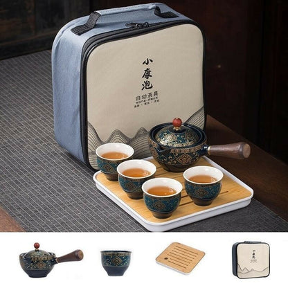 360° Rotating Teapot Premium 5-piece Set China Traditional Ceramics Tea Set