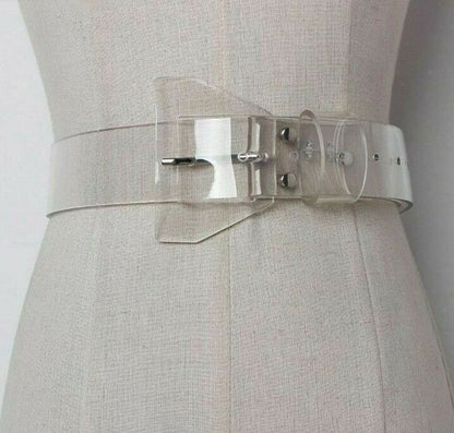 Transparent Belt Women Girls PVC Solid Clear Wide Waist Waistband Fashion Belt