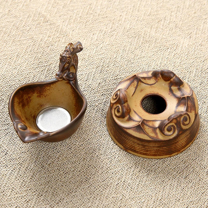 Retro Stoneware Filter Screen Tea Funnel Set Tea Filter Tea Making Device Gift