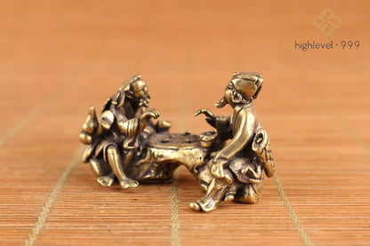 Collection Chinese brass art elder tea statue figure table decoration tea pet