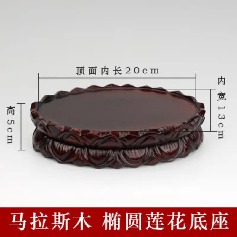 Guanyin Maitreya Lotus Oval Buddha Statue Vase Bonsai Home Decor Solid Wood Base